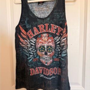 Harley-Davidson Black and Gray Tank Top
